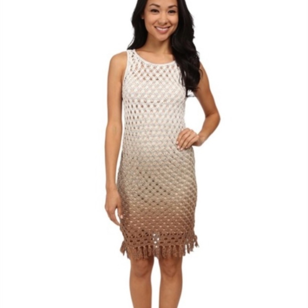 Tommy Bahama Crochet Ombre Dress in White and Brown
